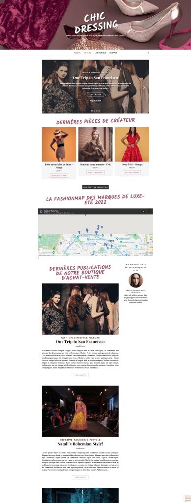 front page du site chic dressing