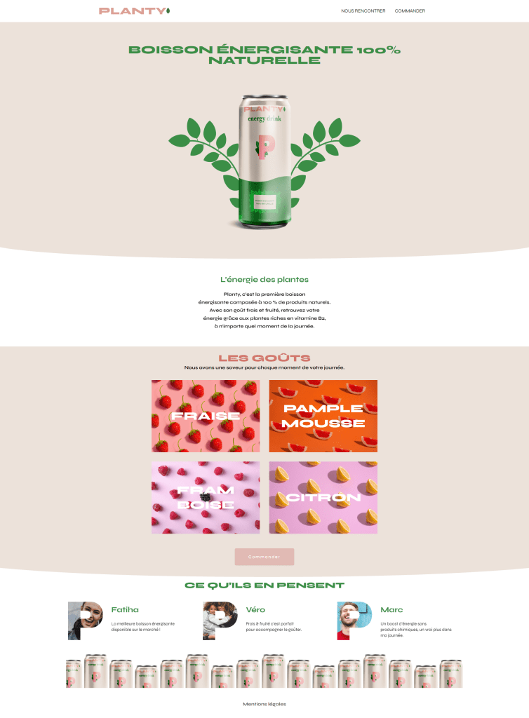 front page du site planty