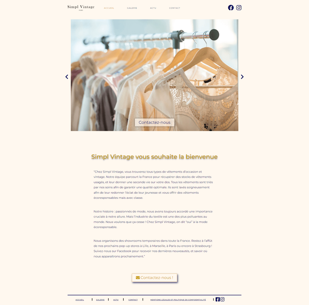 front page du site simpl vintage