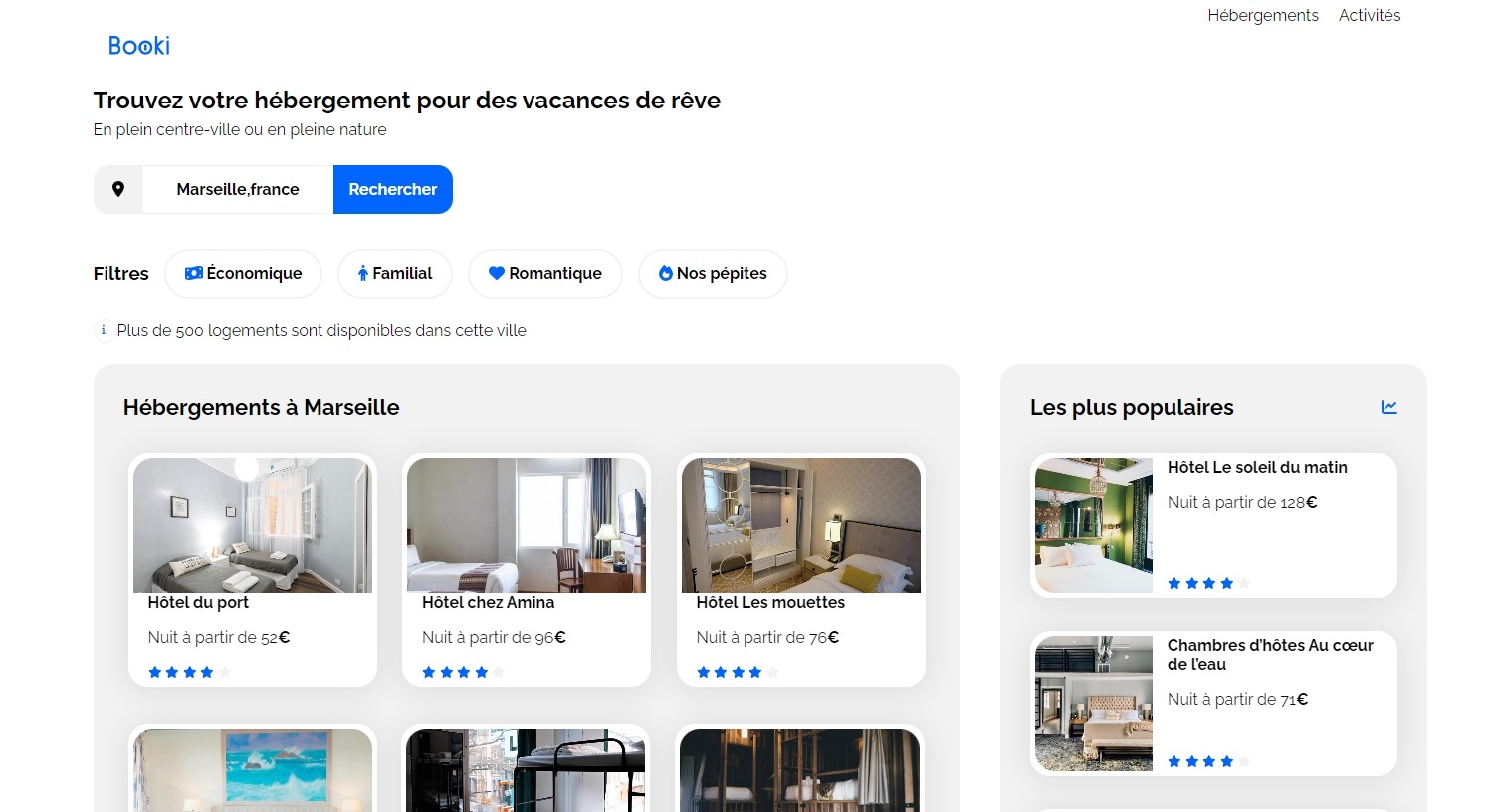 front page du site booki